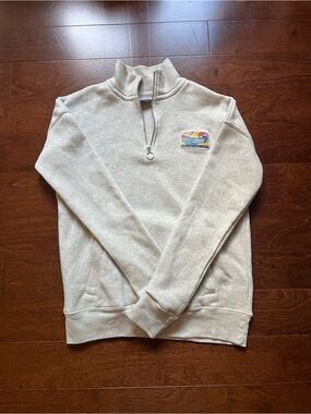 Ron Jon Cream Quarter-Zip Pullover with Color Patch